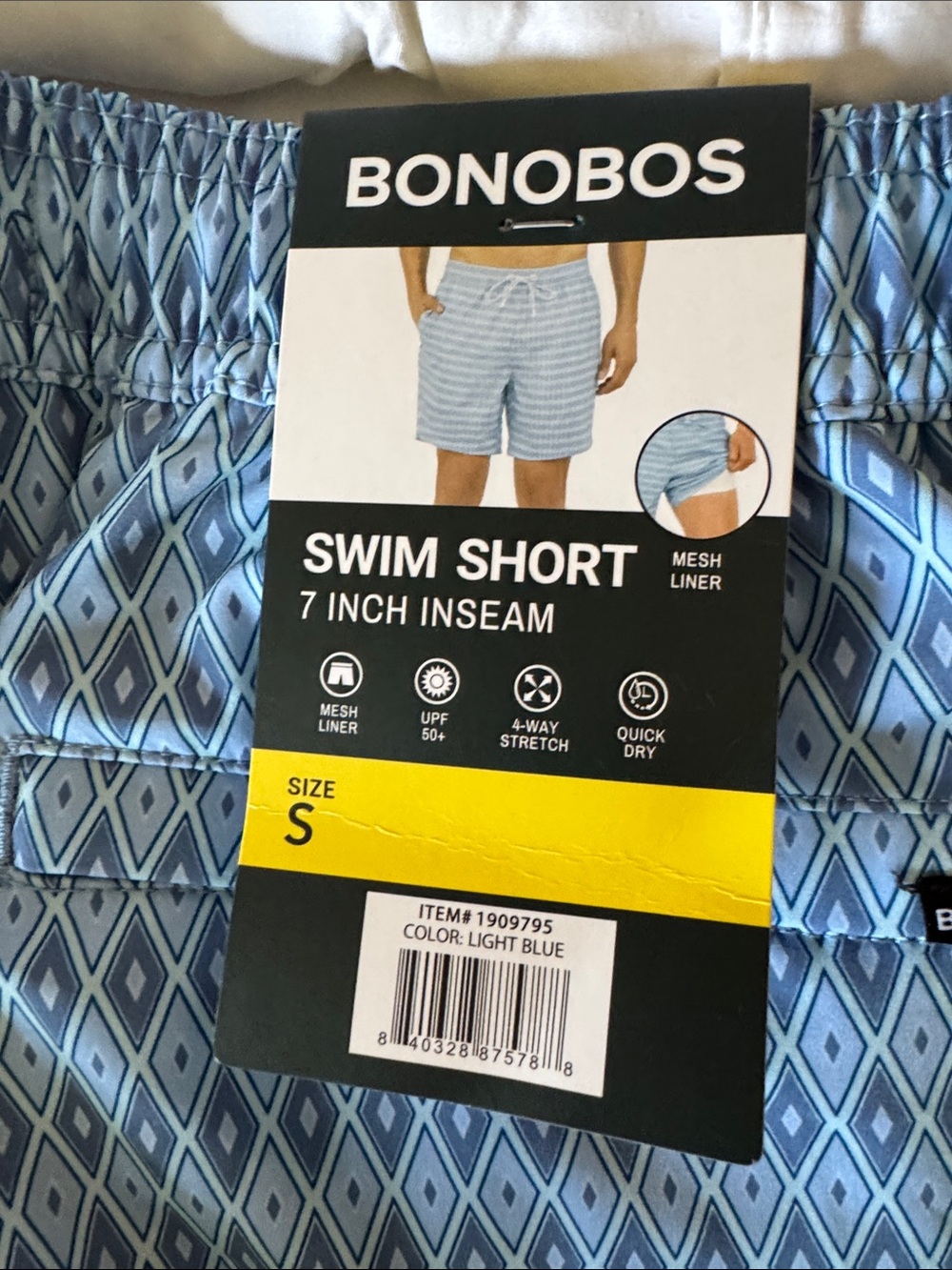 Bonobos Light Blue Geometric Swim Shorts